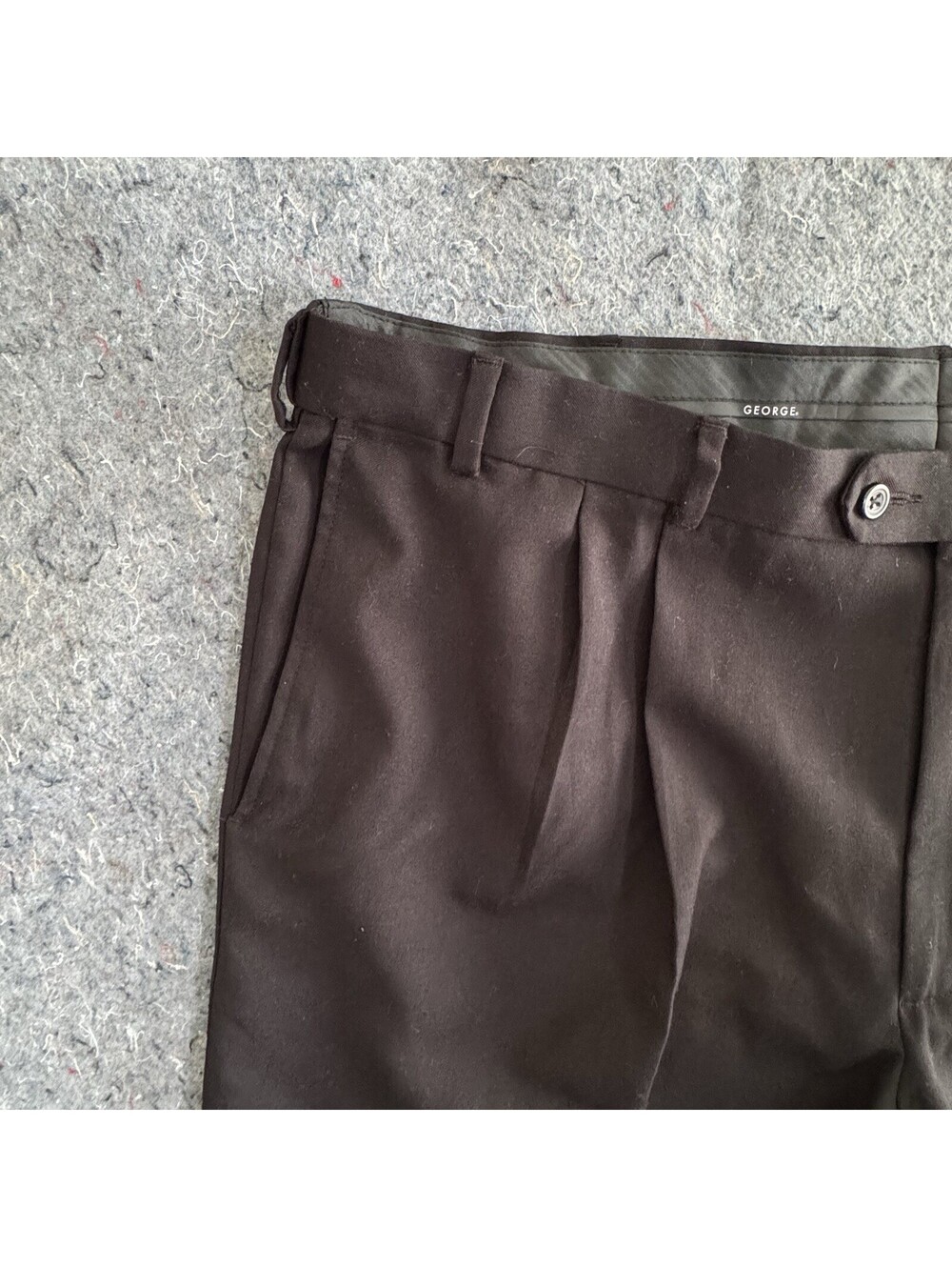George 44x30 Mens Dress Pants Black Pleated Cuffed Trousers Business Casual - Picture 7 of 8